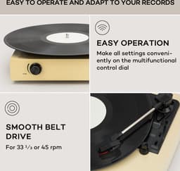 Auna Platenspeler met luidspreker - Doe-het-zelf platenspeler set - Retro - Moderne home audio platenspeler - Vinyl platenspeler - Licht taupe — thumbnail 4