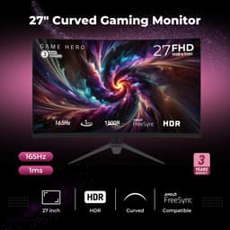 GAME HERO® 27 inch Full HD VA Curved Gaming Monitor - 165Hz - 1ms — thumbnail 2