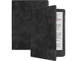 Hoes Geschikt voor Kobo Clara Colour - E-reader Leren Case Sleep Cover Leer - Hoes Geschikt voor Kobo Clara Colour Hoesje E-reader Leer - Zwart