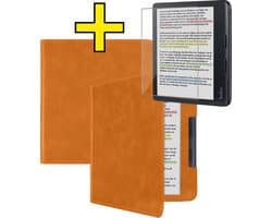 Hoes Geschikt voor Kobo Libra Colour - E-reader Leren Case Sleep Cover Leer Met Screenprotector - Hoes Geschikt voor Kobo Libra Colour Hoesje E-reader Leer - Bruin