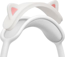 Kattenoortjes koptelefoon decoratie compatible met Apple AirPods Max headset - Gaming accessoires - Silicone - Wit en roze . — thumbnail 1