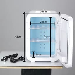 Mini koelkast 20L - Zilver - Geschikt voor auto/camper/vrachtwagen met 12v en 220v stekkers — thumbnail 5