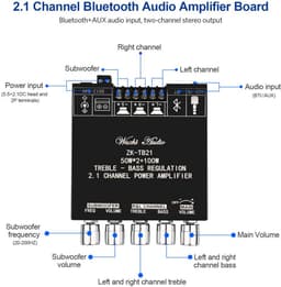 Krachtige 2.1 Kanaals Bluetooth Hi-Fi Audio Versterker Module met Bass en Treble Regeling - 100W Subwoofer Uitgang — thumbnail 2