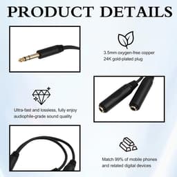 6,35 mm Jack Splitterkabel Stereo Aansluiting naar Dubbele Koptelefoon Kabel 20 cm — thumbnail 2