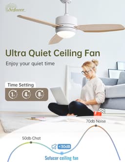 Plafondventilator met verlichting en afstandsbediening - Stil, energiezuinig en perfect voor elk seizoen — thumbnail 3
