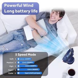 USB Tafelventilator met Clip en LED Licht - Draagbare Bureauventilator met 4000 mAh Accu voor Stil Gebruik in Slaapkamer en Kantoor — thumbnail 4
