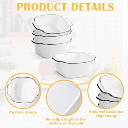 Set van 4 Kleine Keramische Ovenschalen voor Airfryer en Oven - 400 ml, Vierkante Bakvormen — thumbnail 4