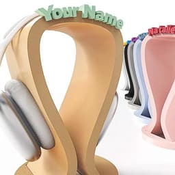 Gepersonaliseerde hoofdtelefoonhouder | Stijlvolle headsetstandaard voor bureau | Ruimtebesparend en uniek — thumbnail 1