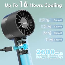 Klein Draagbaar Ventilator - Super Krachtige Turbo Handventilator met Oplaadbare USB Batterij voor 16 Uur Gebruik - Persoonlijke Handventilator voor Kantoor en Reizen — thumbnail 1