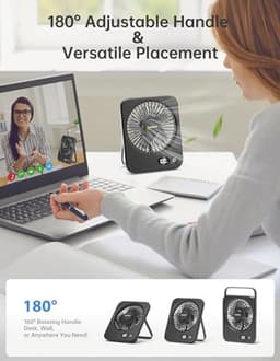 Oplaadbare bureauventilator - Draagbare en ultrastille ventilator voor kantoor en slaapkamer — thumbnail 3