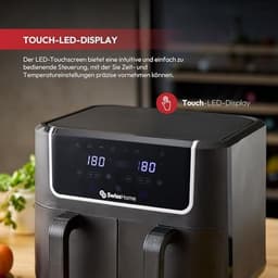 Airfryer 2100W met 2 potten en 8 functies - 3L Led-Touchscreen en Eenvoudige Reiniging — thumbnail 2