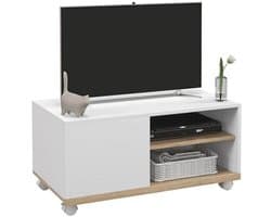 TV-kast op wielen met 2 remmen en 2 opbergcompartimenten