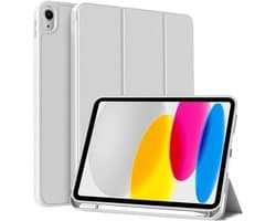 Beschermhoes voor iPad 11e en 10e generatie 2025/2022 - TPU + PU, Drievoudig Standaard, Potloodhouder, Auto Wake/Sleep, Schermbeschermer - Zilver