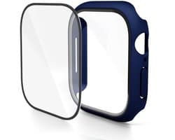 Screenprotector case - geschikt voor Apple Watch 10 / 11 42mm - full cover hoesje - gehard glas - 42 mm - volledige bescherming - donkerblauw
