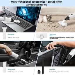 Draadloze Handstofzuiger – Krachtige Zuigkracht 6000Pa – Oplaadbare Mini Stofzuiger – Voor Auto, Huis en Meubels – Zwart — thumbnail 2