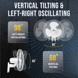 Oscillerende Wandventilator 40,6 cm met Afstandsbediening, Timer en Verstelbare Helling - 3 Snelheden - Ideaal voor Thuis, Slaapkamer en Kantoor — thumbnail 2