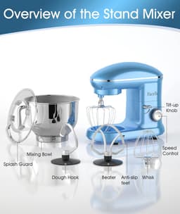 Multifunctionele Kneedmachine 1500 W - RVS Kom 6,2 L met Garde en Spatbescherming — thumbnail 3