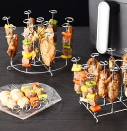 Grote accessoires voor de Airfryer van roestvrij staal 304: verticaal grillrek, korte grill voor spiesjes, magnetron, afneembare BBQ-spiesjes — thumbnail 3