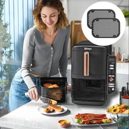Herbruikbare spatbescherming roosters voor airfryer - 2 stuks, 13 x 9,2 cm, zwart — thumbnail 2