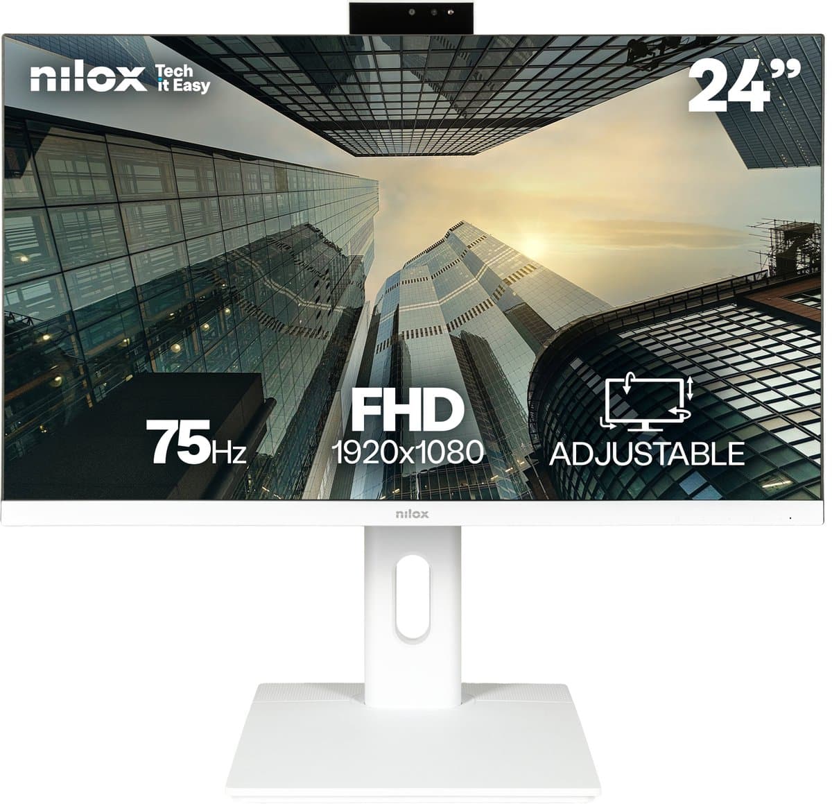 Nilox NXM24REGWEB01W computer monitor 60.5 cm (23.8") 1920 x 1080 pixels Full HD LED Wit — afbeelding 1
