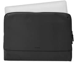 Coverzs Nylon & PU Leren Laptop Sleeve 13 inch Zwart - Waterafstotend - Premium Beschermhoes - Extra Opbergvak - Laptophoes leder