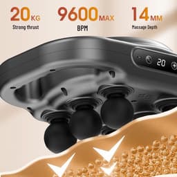 Massagepistool - massage gun - spiermassage apparaat - fascia gun - 6 koppen - 9 modi - 20 intensiteitsniveaus - LCD display - automatische timer 10 min - oplaadbaar 2000 mAh - grijs — thumbnail 4