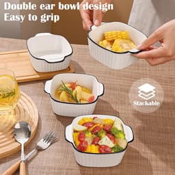 Set van 4 Kleine Keramische Ovenschalen voor Airfryer en Oven - 400 ml, Vierkante Bakvormen — thumbnail 5