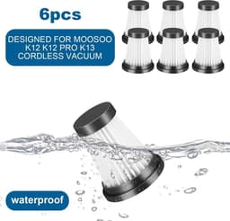 Zes HEPA-filters Geschikt voor de MOOSOO K12, K12 Pro, K13 draadloze stofzuigers en de Genius Invictus One 1.0 X7, 2.0 stofzuigers. — thumbnail 4
