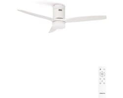CREATE - Plafondventilator 40W silent Ø132 cm - Met Verlichting drie temperaturen - Met Afstandsbediening - 6 Snelheden - Timer - Zomer/Winter functie - Wit - WIND CALM — afbeelding 1
