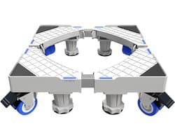 Caimco Wasmachine Verhoger met Wielen - Verstelbaar Opbouwmeubel & Wasmachine Sokkel - Draagkracht 300KG - Anti-Tril & Geluiddempend Onderstel - Geschikt voor Wasmachine, Droger, Koelkast & Vaatwasser