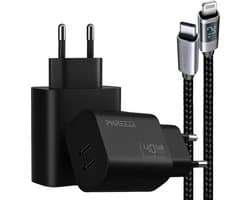 Phreeze usb C oplader geschikt voor iPhone 14 13 12 11 X XR XS Max Pro Mini Plus en iPad met Lightning kabel - Power Delivery snellader