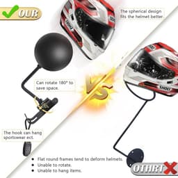 Motorhelm Wandhouder voor Fietsen en Sporthelmen - 180 Graden Rotatie en 2 Haken — thumbnail 5