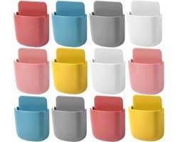Ynkkvre - Zelfklevende Opbergbox - Wandhouder - Multifunctioneel Voor Smartphones En Kleine Voorwerpen - 12 Stuks - Voor Huis En Kantoor In 6 Kleuren