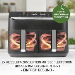 Airfryer met Dubbele Kamer 9L - 8 Programma's en Multi-Color Touchscreen — thumbnail 6