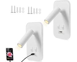 Bedleeslamp met USB-oplaadpoort - Draaibare Wandlamp voor Leeslicht en Wandverlichting