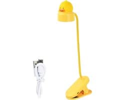 Litinliv Leeslamp met klem, oplaadbaar, USB, 3 helderheidsniveaus voor nachtkastje, led-bureaulamp, 500 mAh, flexibele 360 graden lamp, clip, leeslamp met klem voor lezen en werken (eend)