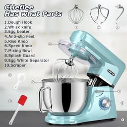 Krachtige Keukenmachine 2000 W met Kneed- en Roerfunctie, 6 Snelheden, Geluidsarm en RVS Kom van 7,2 l — thumbnail 2