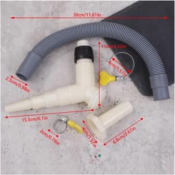 Afvoeradapter met T-stuk voor de afvoer van wasmachines en drogers, inclusief verlengslang. — thumbnail 2