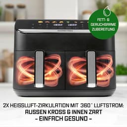 Airfryer met Dubbele Kamer 9L - 8 Programma's en Multi-Color Touchscreen — thumbnail 3