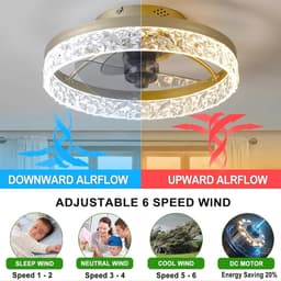 Moderne Plafondventilator met Verlichting en Afstandsbediening - Dimbaar en Met 6 Snelheden — thumbnail 3
