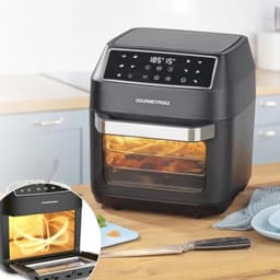 GOURMETmaxx Hetelucht friteuse 12 L Airfryer | Friteuse met 9 functies, touch display, roterende & shashlik spiesen | 10 Programma's incl. pizza | Mini-oven 1700 W - vrijwel olievrij — thumbnail 4