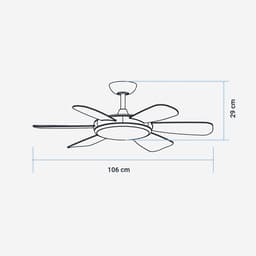 Zwarte Plafondventilator 106 cm met Stil LED Licht, Afstandsbediening en Timer — thumbnail 1