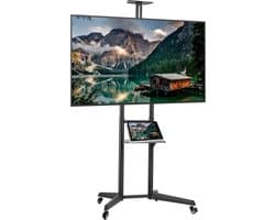 Verrijdbare TV Standaard Trolley voor Televisies van 32 tot 65 Inch - Zwart