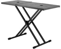 Dj-Tafelstandaard, (32-43) X 18 Inch Verstelbare Dj-Laptop- En Controllerstandaard, Draagbare Lichtgewicht Dj-Tafel met Opvouwbaar Dubbel X-Frame, Perfect voor Audiomixers En Keyboards
