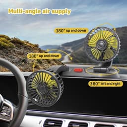 Krachtige 12V Dubbele Kop Autoventilator met 360° Rotatie voor Koele Lucht — thumbnail 5