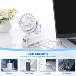 Klemventilator met USB-oplaadfunctie en 4 snelheden, geschikt voor kantoor en thuis, met LED-display — thumbnail 5