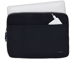 Coverzs Luxe Laptop Sleeve 15,6 inch Zwart - Waterafstotend - Extra Opbergvak - Schokbestendige Hoes voor Laptop & MacBook - Nylon