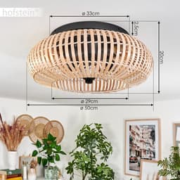 Plafondventilator met Verlichting Zwart Bamboe 50cm - Inclusief Afstandsbediening — thumbnail 2