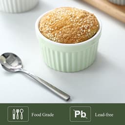 Set van 8 Porseleinen Schaaltjes (120ml) voor Crème Brûlée, Soufflé en Sauzen - Oven & Airfryer Geschikt — thumbnail 3