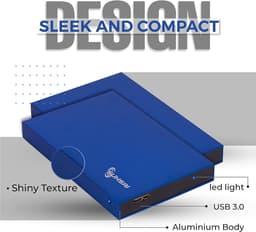 Draagbare Externe Harde Schijf 500GB USB 3.0 voor Back-up, Opslag - Compatibel met Laptop, PC, Mac, Gameconsole - Blauw — thumbnail 2